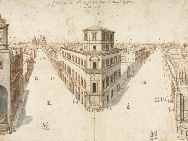1634-Lievin Cruyl - Le Quattro Fontane che guardano verso Santa Maria Maggiore a Roma